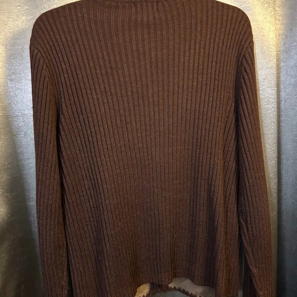 Designer Studio Leather Patchwork Sweater Womens … - image 2